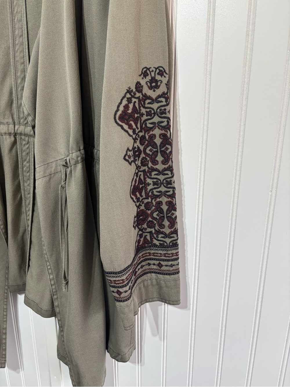 Knox Rose Olive Green Embroidered Jacket Boho Utility Cardigan Size XXL Earthy - Picture 4 of 13